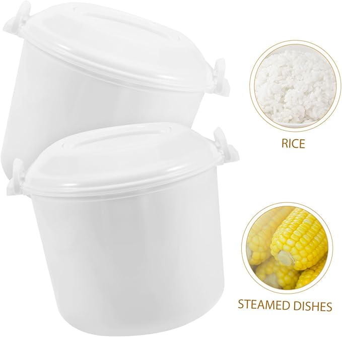PRETYZOOM Microwave Rice Cooker with Lid and Steaming Tray Large Capacity Multi Function Rice Cooker and Steamer for Family Meals Convenient Microwave Oven Cooking Container