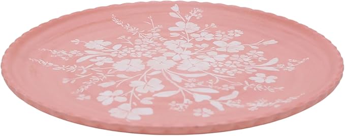 12-Piece Daisy Bamboo Melamine Dinnerware Set Pink Floral Wave-Edge Design Dishwasher Safe Ideal for Brunch Afternoon Tea &amp Cozy Family Dining