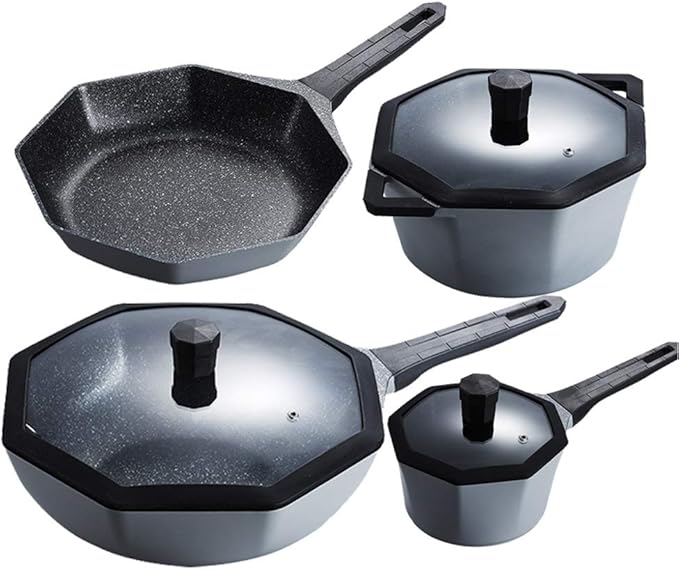 4 Piece Pot Set Household Non Stick Pot Cooker Wok Suit Kitchen Pots and Pans Cookware Set