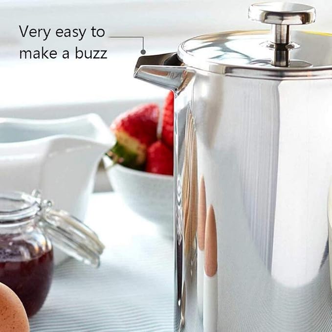Coffee Maker with Stainless Steel Filter Coffee Pot French Press System with The Double Walls are Made of 18/10 Stainless Steel 350ml