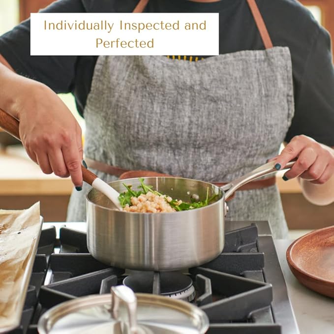 American Kitchen - Stainless Steel Cookware Set - 3 Pan Set with 2 Covers (5 Pieces) includes 8-inch Nonstick Fry Pan 10-inch Saute Pan 2-quart Saucepan Perfect for Small Kitchens Made In America