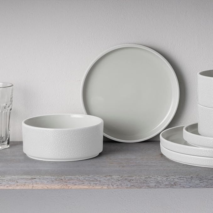 Noritake ColorTex Stone White 12-Piece Dinnerware Set Service for 4