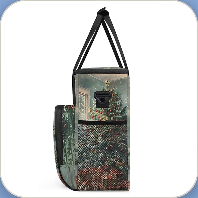 Retro Tree Coffee Maker Carrying Bag Christmas Festivals Travel Storage Bag Compatible with K-Mini or K-Mini Plus Single Serve Coffee Brewer Carrying Case with Multiple Pockets &amp Shoulder Strap