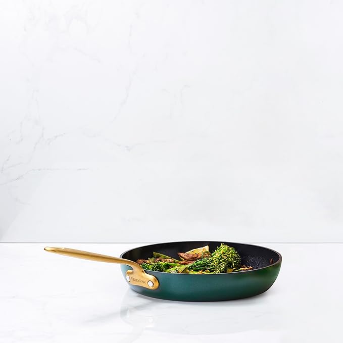 GreenPan Craft 8” 9.5” and 11” 3 Piece Frying Pan Skillet Set Healthy Ceramic Nonstick Non-Toxic PFAS-Free Dishwasher Safe Oven Safe Black