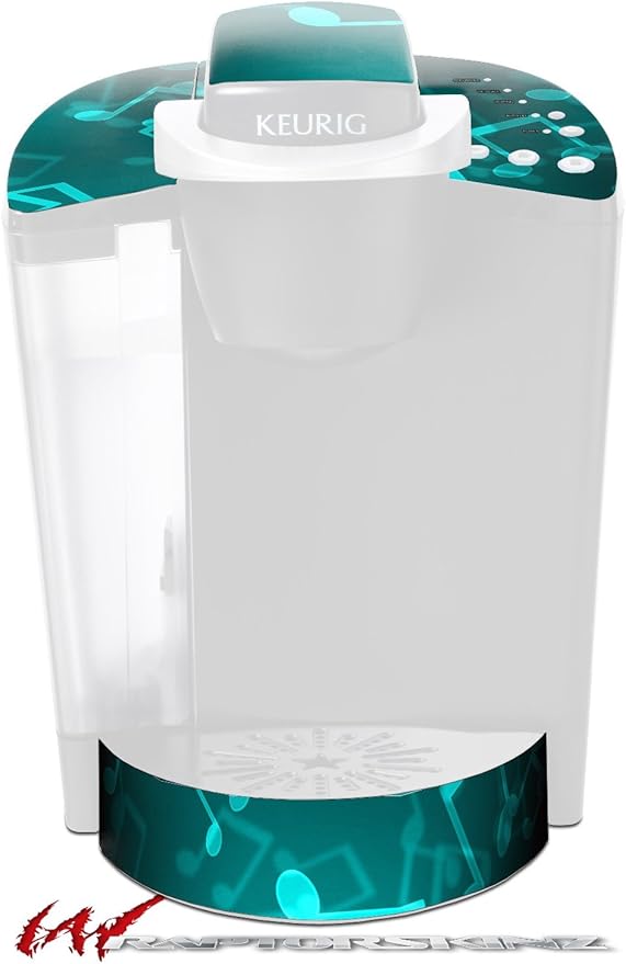Decal Style Vinyl Skin compatible with Keurig K40 Elite Coffee Makers Bokeh Music Neon Teal (COFFEE MAKER NOT INCLUDED)