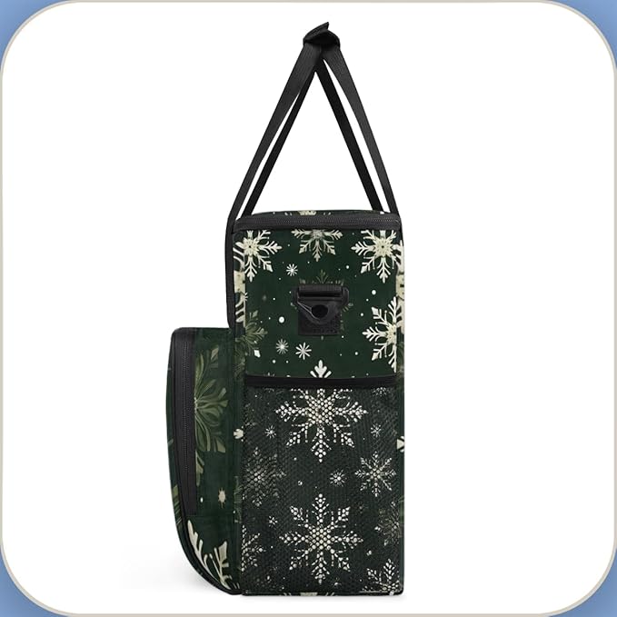 Christmas Snowflake Coffee Maker Carrying Bag Portable Travel Storage Tote Bag Compatible with K-Mini or K-Mini Plus Single Serve Coffee Brewer Carrying Case with Multiple Pockets &amp Shoulder Str