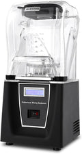 Commercial Soundproof Cover Smoothie Machine Food Processor 1.5L 1000W Detachable Lid Stepless Speed AdjustmentBlack