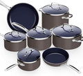 Nuwave 12pc Forged Lightweight Cookware Set G10 Healthy Duralon Ceramic Ultra Non-Stick Coating Vented Tempered Glass Lids Stay-Cool Handles Induction-Ready &amp Works on All Cooktops PFAS Free
