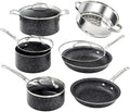 For 10-Piece Aluminum Ultra- Non-Stick Diamond Inf Cookware Set with Glas