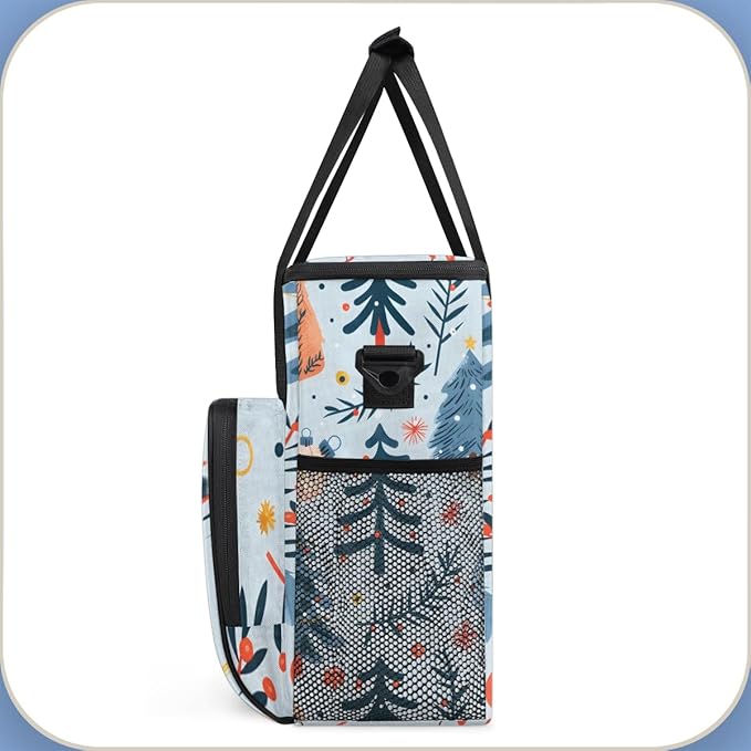Christmas Festivals Coffee Maker Carrying Bag Cartoon Tree Travel Storage Bag Compatible with K-Mini or K-Mini Plus Single Serve Coffee Brewer Carrying Case with Multiple Pockets &amp Shoulder Stra