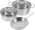 Ciieeo Stainless Steel Cookware Set with Milk Pan Soup Pot Frying Pan Thick Bottom for Even Heating Resistant Multi Functional Kitchen Pots for and Cleaning