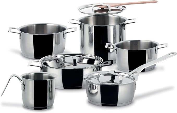 Alessi POTS&ampPans 7 Piece Set Silver