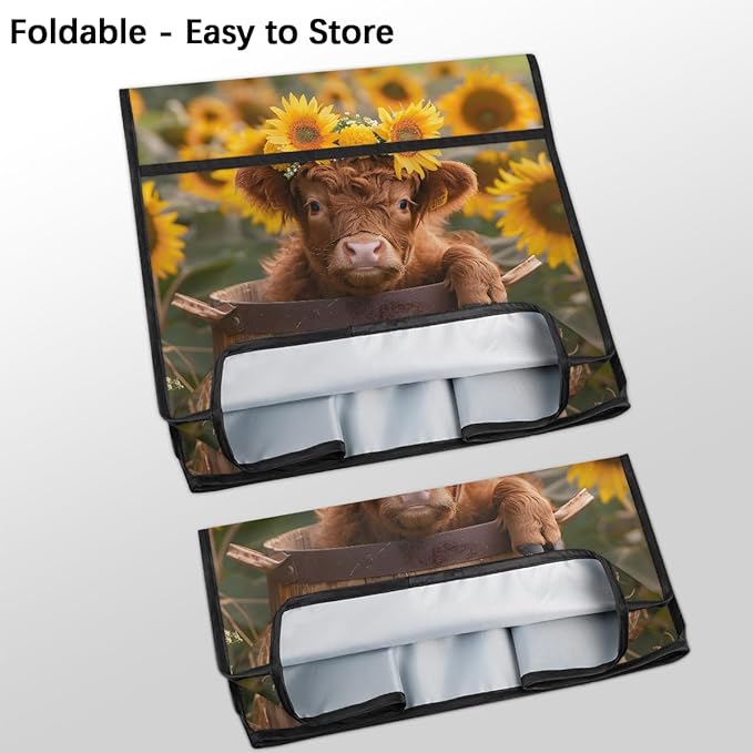 Kitchen Aid Mixer Cover Sunflowers Cute Highland Cow Stand Mixer Cover Compatible with 6-8 Quarts Stand Mixers Dust Covers with Zipper Pocket Foldable Washable Kitchen Aid Organizer Bag