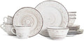 16 Piece All Seasons Casual Solid Pattern Stoneware Dinnerware Sets Modern &amp Contemporary Round Shape Durable White Plates and Bowls Sets