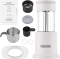 Handpressed Coffee Machine with 80ml Water Tank and 120ml Coffee Cup Grab and Go Companion for Outdoors Appreciators (White)