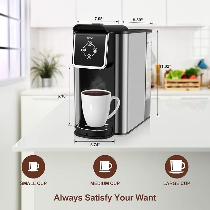 SIFENE 3-in-1 Pod Coffee Machine KC101 - Single Serve Coffee Maker - Quick Brew for Pods Ground Coffee Tea Black