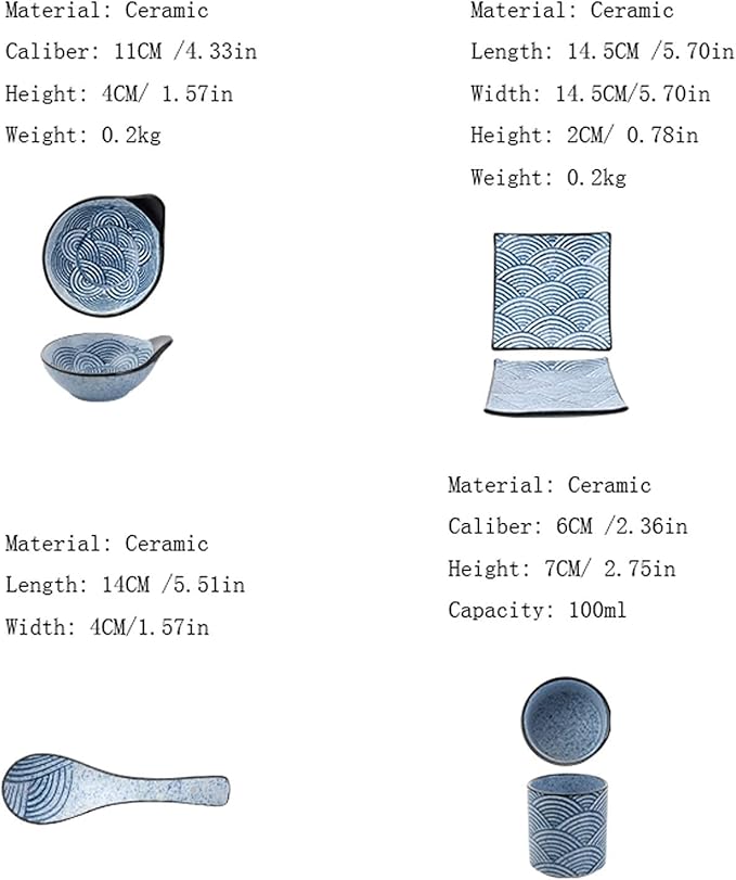 Dinnerware Sets Japanese Restaurant Tableware Tableware Hotel Supplies Simple Ceramic Dishes Creative Restaurant Countertop Four-Piece Set Household Set Bowl and Pl