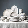 Ceramics Dinner SetsBowl/Dish/Spoon3D Baroque Embossed Texture Dinnerware SetBlue-Gray Tone Porcelain Combination Tableware Set30pieces
