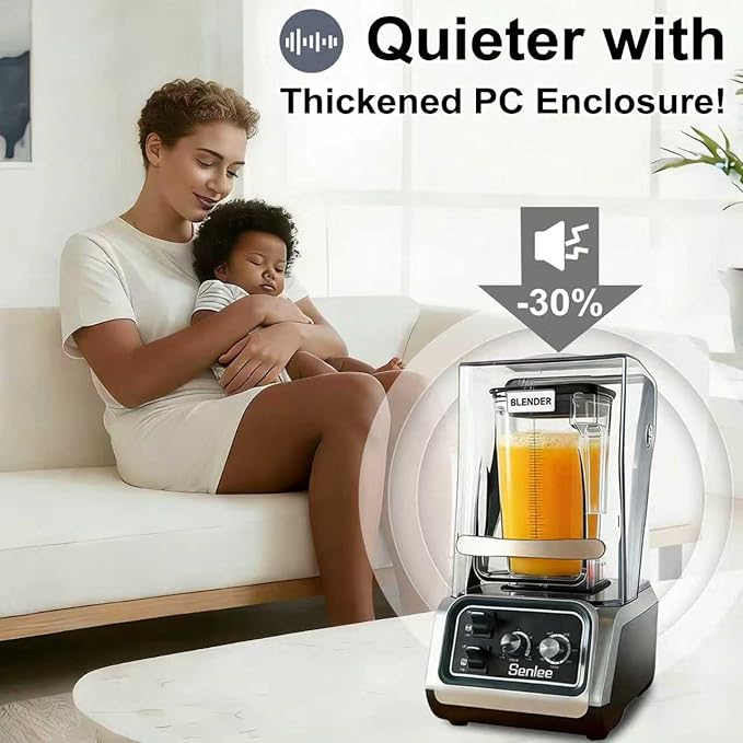 Commercial Blender for Smoothies 2200W With Quiet Shield80oz BPA-Free Pitcher for ShakesSelf-Cleaning &amp Ice Crush Pro6-leaf Stainless Steel BladeSmoothie &amp Shake Maker for Restaurants Kit