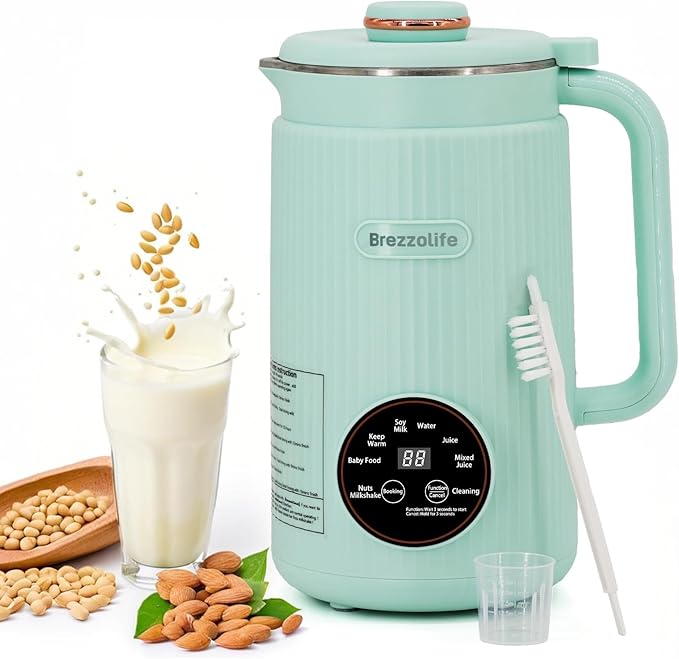 Nut Milk Maker40oz Large Capacity Stainless Steel Automatic Soy Milk Machine for HomemadeOatPlant-Based Milk and Non-Dairy Beverages Almond Cow Milk Machine with Delay StartSelf Cleaning (Green)