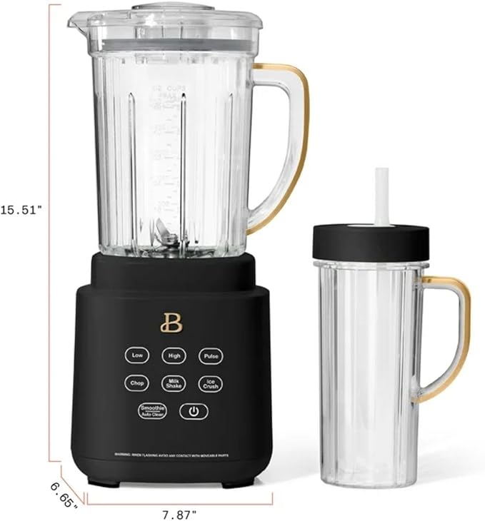 High Performance Countertop Blender System with Personal Blending Cups Ice Crushing Smoothie and Food Processing (Black Sesame)