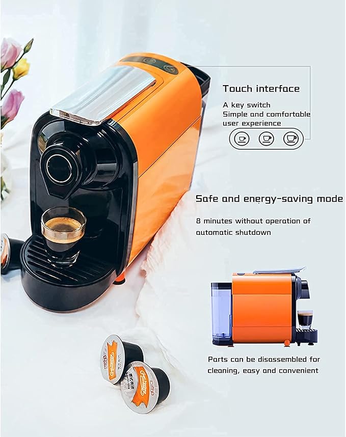 Coffee Machine Capsule Coffee Machine Home Small Automatic Office One-key Extraction And Grinding Integrated Coffee Grinder Orange (Color : White) 20240311