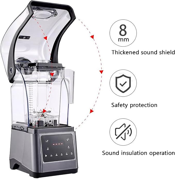Blender Smoothie Machine Smoothie Blender Food Grade Ice Crusher Slush Machine with 1.6L Hopper Cover Silent Broken Wall Cooking Machine for Commercial Home