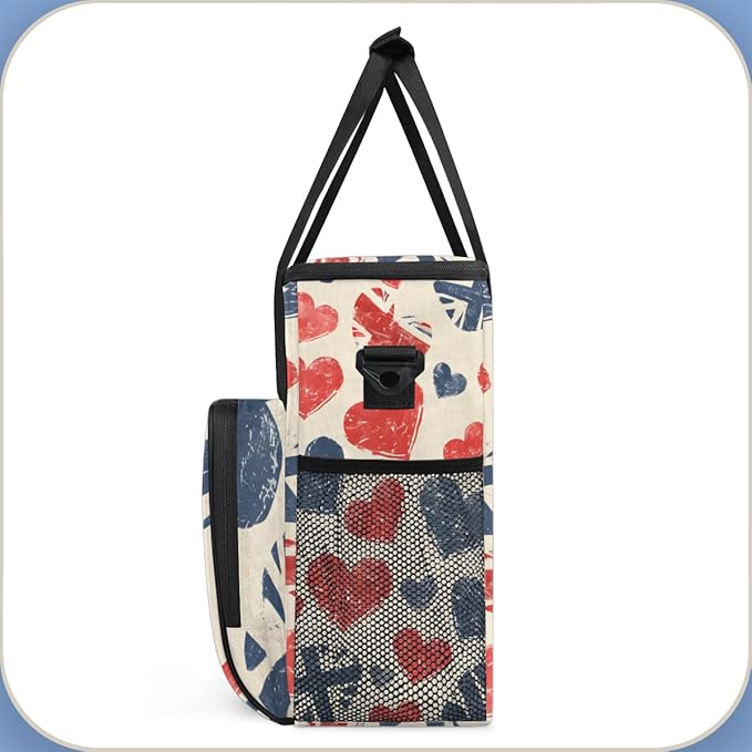 Starry Hearts 4th of July Coffee Maker Carrying Bag Travel Storage Bag Compatible with K-Mini or K-Mini Plus Single Serve Coffee Brewer Carrying Case with Multiple Pockets &amp Shoulder Strap