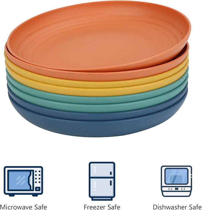 Homienly 40 PCS Premium Wheat Straw Dinnerware Sets Reusable Plates and Bowls Sets for Kitchen Lightweight and Unbreakable Dishwasher and Microwave Safe Dishes Set - Colorful