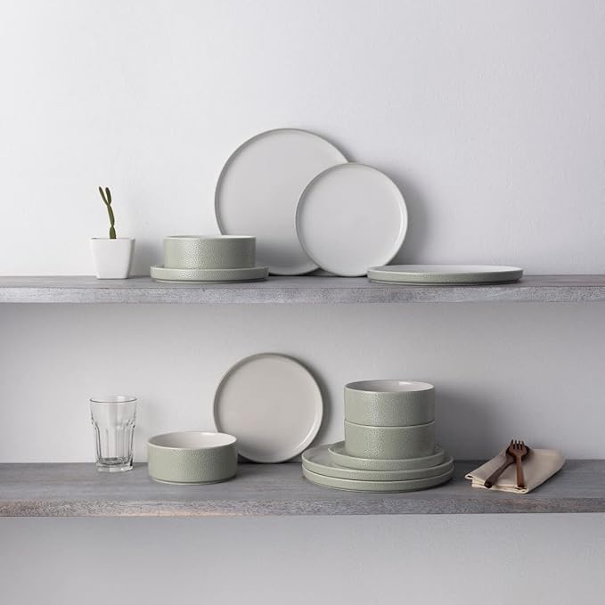 Noritake ColorTex Stone Sage 12-Piece Dinnerware Set Service for 4
