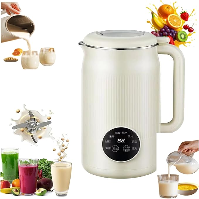 Nut Milk Maker Machine Nut Milk Maker Blender The 8-in-1 Multifunction NutMilk &amp Juice Maker Nutmilk Machine with Keep Warm/One-Button Self-Cleaning/Delay Start (White)