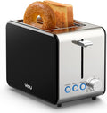 YIOU Toaster 2 Slice with Stainless Steel1.5 Inch Extra Wide Slots6 Browning Settings Bagel Toaster with Reheat Defrost Cancel Function Removable Crumb Tray Easy Cleaning T2S-Metal Black