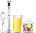 Immersion Blender 400W Hand Blender 4-in-1 Hand Blender Set Includes Stainless Steel Stick Blender Chopper Beaker Milk Frother and Whisk BPA-Free