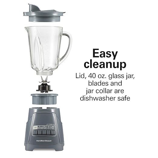Hamilton Beach Power Elite Wave Action Blender For Smoothies 40 Oz Glass Jar 12 Functions Including Puree Crush Ice 700 Watts Grey (58153J)