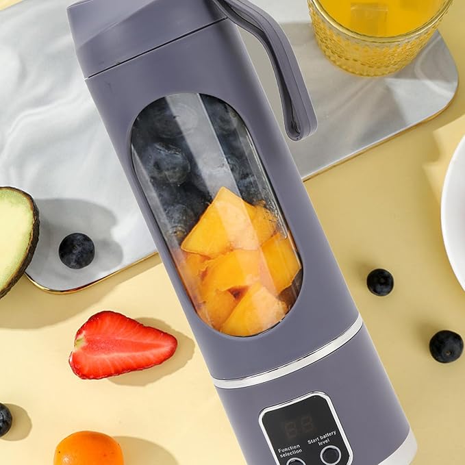 Portable Blender for Shakes and Smoothies Portable Juicer Cup Rechargeable 450ml Blender Cup Quiet Mini Travel Blender with Stainless Steel Blade for Powerful Blending Performance