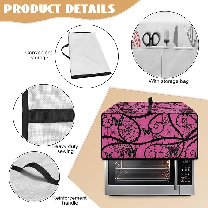 Doojoayie Small Appliance Cover 4 Slice Toaster Cover Bramble &amp Butterfly Print Kitchen Decoration Dust-proof Appliance Protector for Toaster Oven/Kitchen Appliance/Air Fryer