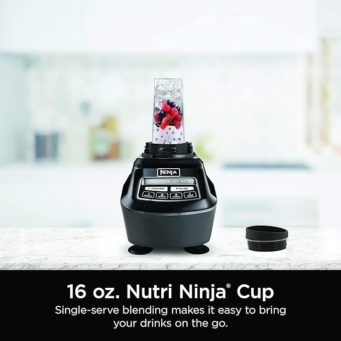 Ninja Kitchen System | All-in-One Food Processor &amp Blender for Smoothies | Includes Pitcher Travel Cup &amp 8-Cup Bowl | Makes Salsa Dough Shakes &amp Frozen Drinks | 120 Volts | Black | BL