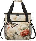 Retro Butterfly Coffee Maker Carrying Bag Artistic Butterfly Travel Storage Bag Compatible with K-Mini or K-Mini Plus Single Serve Coffee Brewer Carrying Case with Multiple Pockets &amp Shoulder St