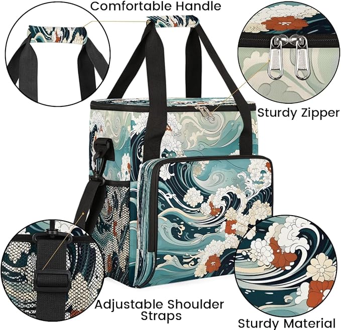 Waves Ocean Design Coffee Maker Travel Bag for K-Mini or K-Mini Plus Single Serve Coffee Brewer Portable Storage Tote Case for Tarvel