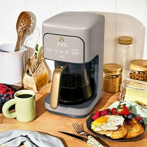 12-Cup Programmable Coffee Maker with 24h Timer &amp Brew Strength Settings Drip Brewer for Rich Flavor (Porcini Taupe)