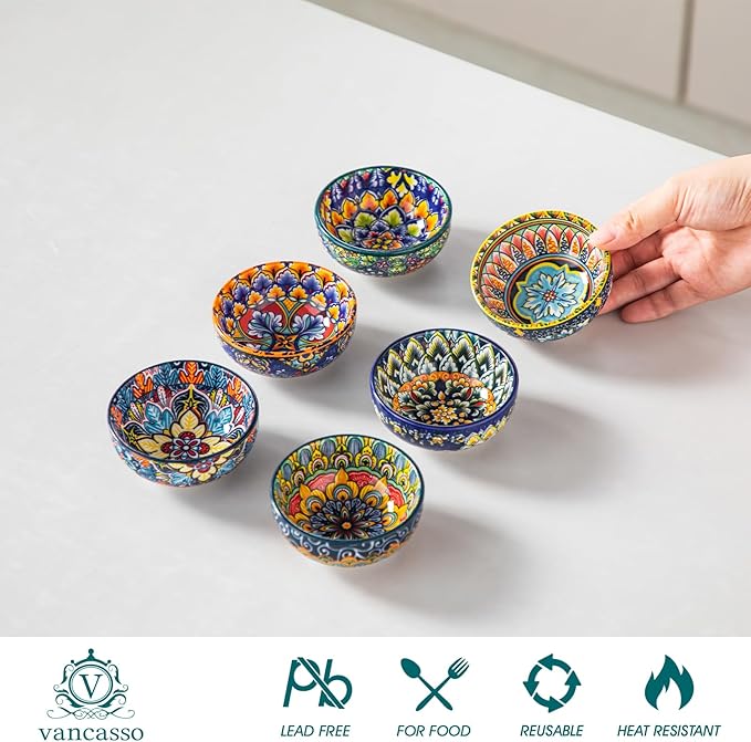 vancasso 12 Pieces Dinnerware Sets 2.7 Oz Dipping Bowls