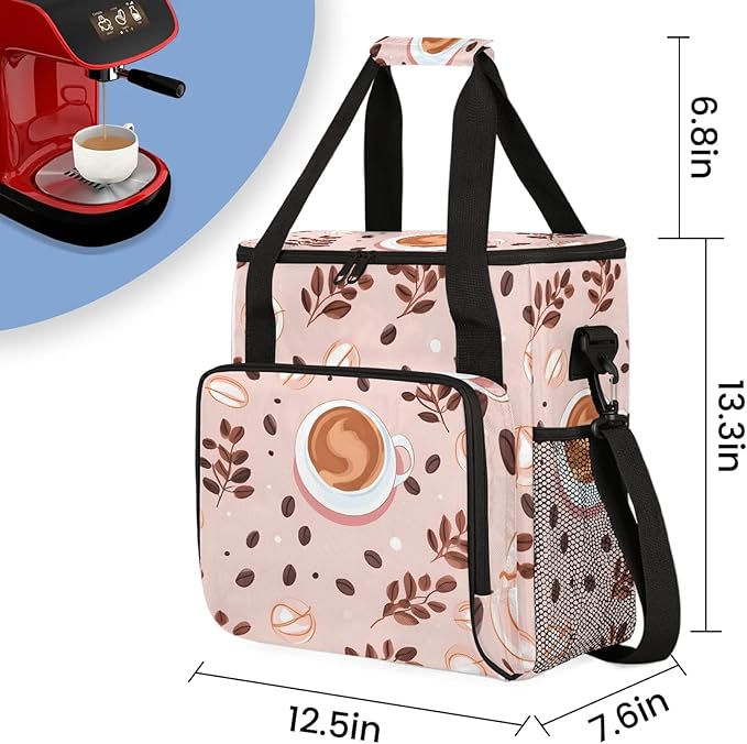 Coffee Maker Carring Bag Travel Storage Tote Bag Compatible with Keurig K-Mini or K-Mini Plus Portable Single Serve Coffee Brewer Case with Pockets for K-cup Pods(Bag Only)