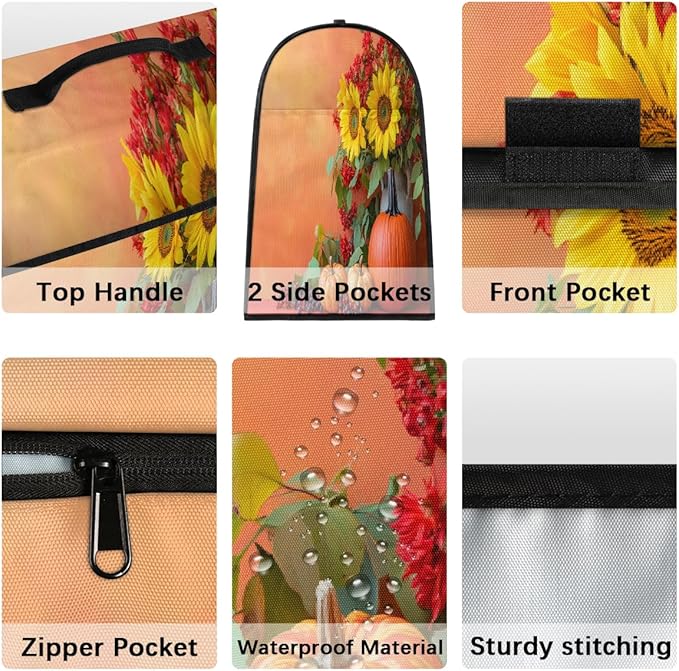 cfpolar Kitchen Aid Mixer Cover Compatible with 6-8 Quarts Sunflower Pumpkin Flower Stand Mixer Cover Kitchen Aid Mixers Accessories Appliance Organizer Bag Dust Covers with Zipper Pocket
