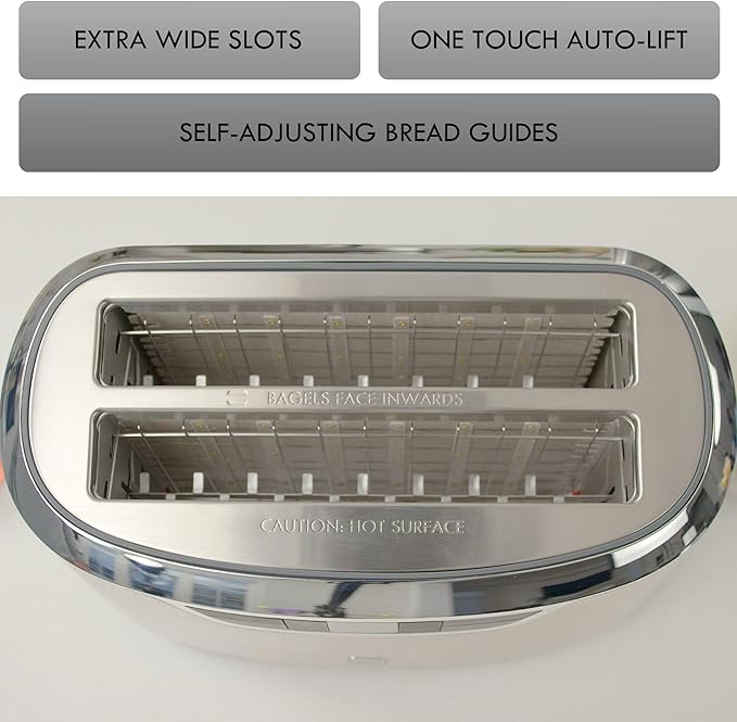 Kenmore Elite toaster 4-slice -wide slot countertop stainless steel Auto lift toasters grill or toast bread bagel &amp buns commercial easy tray clean function with compact pop up tostadora de pan