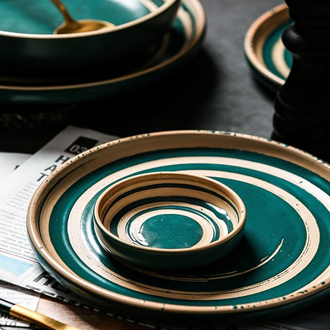 GaRcan Plates and Bowls Sets Porcelain Dinnerware Sets 16 Piece Ceramics Round Dinner Dish Sets Dinnerware Set with Dinner Plates Dessert Plates