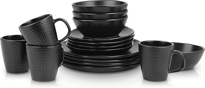 Stone Lain Abigail 16-Piece Dinnerware Set Stoneware Black