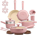 CAROTE 21pcs Cookware Set Nonstick Pots and Pans Set Ceramic Cookware Set Induction Cookware Non toxic Healthy Non Stick Kitchen Cooking Set PFAS PTFE Free