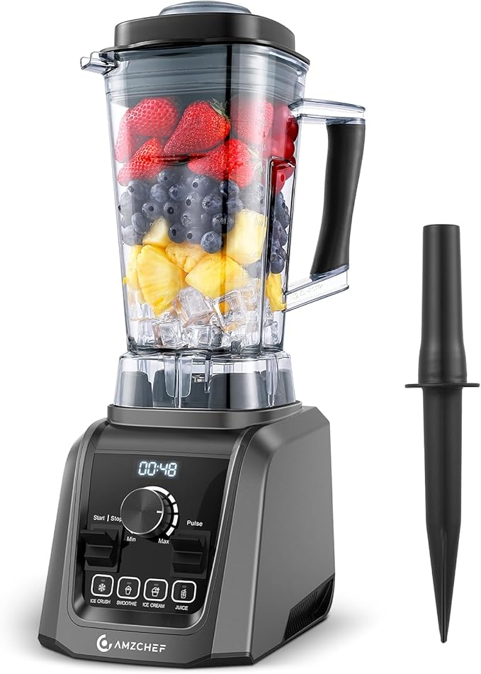 AMZCHEF Professional Blenders for Kitchen 1800 W Smoothie Blender with Infinitely Variable Speed and 5 Functions 68 oz Blender for Smoothies Puree Ice Crush Ice Cream Soup Juice Grey