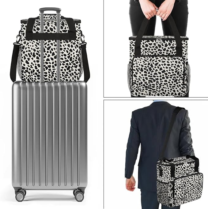 Coffee Maker Carrying Bag Leopard Pattern Single Cup Coffee Maker Travel Bag Compatible with Keurig K-Mini or K-Mini Plus Portable Storage Bag with Shoulder StrapAZ-203