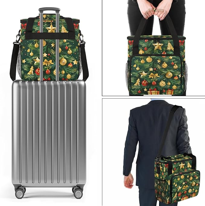 Christmas Festivals Coffee Maker Carrying Bag Magical Tree Travel Storage Bag Compatible with K-Mini or K-Mini Plus Single Serve Coffee Brewer Carrying Case with Multiple Pockets &amp Shoulder Stra